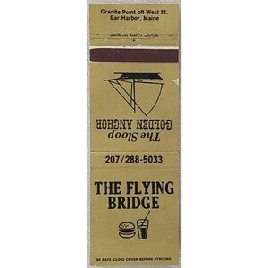 Matchbook Cover Flying Bridge Golden Sloop Bar Harbor Maine ME Boat Trips Coffee